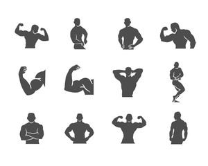 Bodybuilder Bodybuilding Muscle Vector Icon - obrazy, fototapety, plakaty