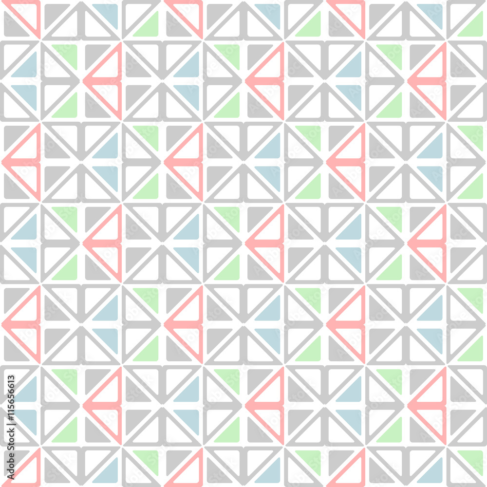 Poster seamless geometric pattern with triangles on a white background.