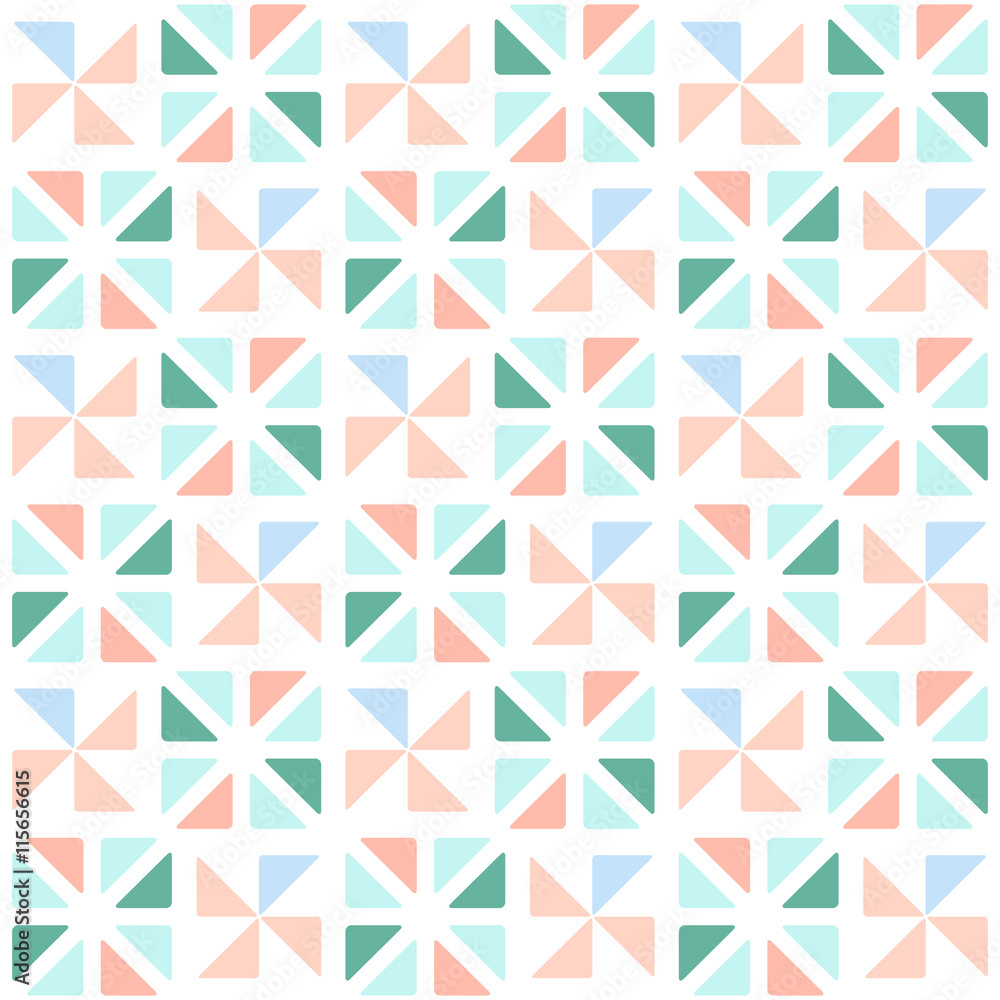 Poster seamless geometric pattern with red triangles on a white backgro