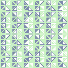 Seamless geometric pattern with triangles on a green background.