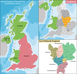 Map of East Midlands England