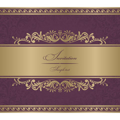 Wedding Invitation Card burgundy baroque