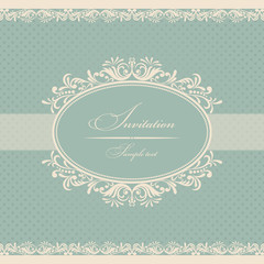 Wedding Invitation Card baroque blue and beige