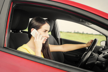 Woman at the car.