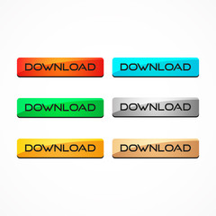 Set of colored download web buttons