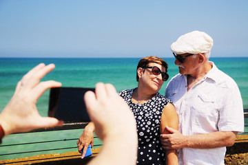 Traveling senior couple