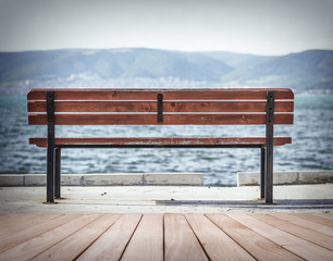 Empty bench and sea.