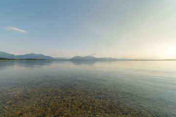 Calm Lake Chiemsee at Sunset