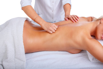 Obraz na płótnie Canvas Female enjoing relaxing back massage.