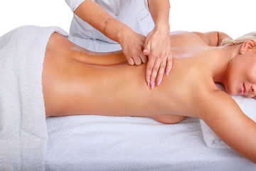 Obraz na płótnie Canvas Female enjoing relaxing back massage.