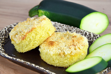 Dessert zucchini, diced green zucchini decoration