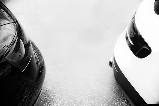 Fototapeta close up on rear light on sport cars, black and white