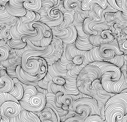 Abstract vector seamless pattern with curling wavy lines. You can use any color of background