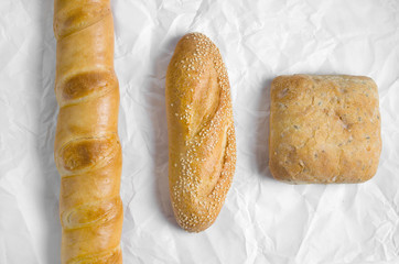 Fresh white bread on a parchment