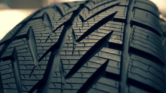Closeup of various new tire tread