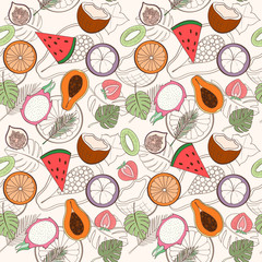 Seamless exotic fruit pattern