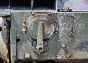 Pierced armor of the military vehicle