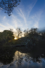 Sunset in a flooded old quarry