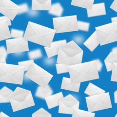 Seamless texture. Falling envelopes.