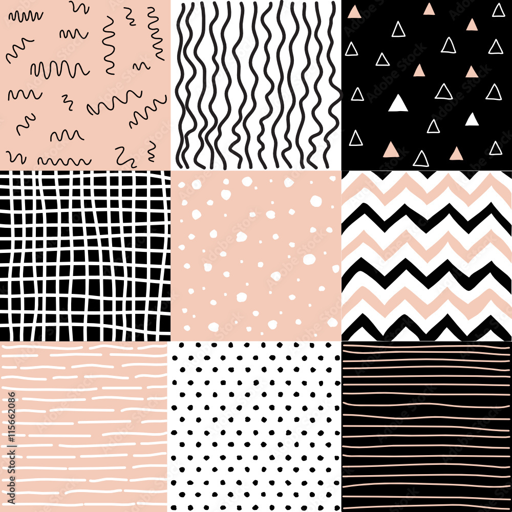 Sticker set of seamless patterns