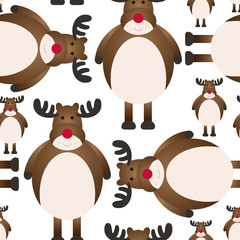 Funny seamless pattern with deer.Colorful vector print with funny animal.Textile texture 