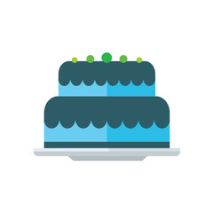 cartoon cake icon on dish   blue tone color