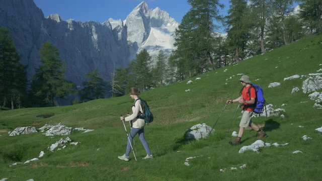 AERIAL: Hiking in European Alps