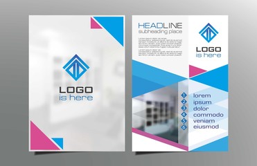 Red, blue brochure flyer template design vector. Leaflet cover. Geometric layout A4 size