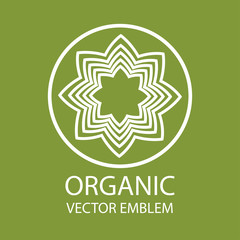 Vector abstract organic emblem, outline monogram, flower symbol, printing, stamp