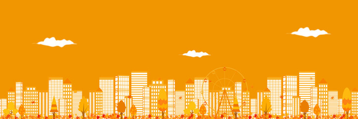 紅葉　秋　都会　背景