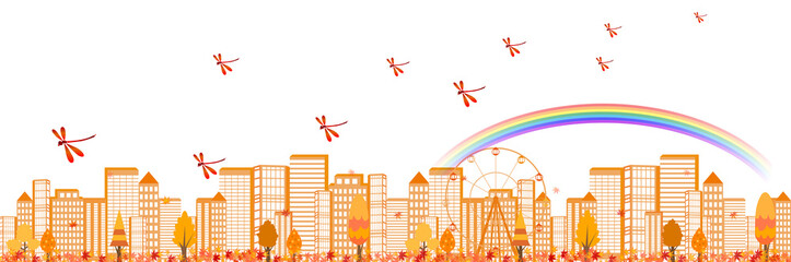 紅葉　秋　都会　背景 © J BOY