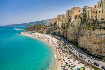 Muurstickers High view of Tropea town and beach - Calabria, Italy © diegograndi