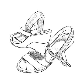 Vector sketch of female shoes.