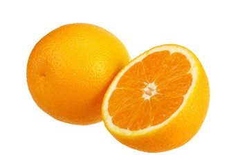Orange fruit with half