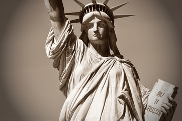  the Statue of Liberty in sepia