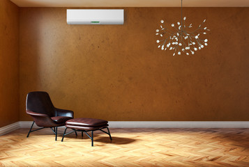 Soggiorno moderno con poltrona, parquet ed aria climatizzata