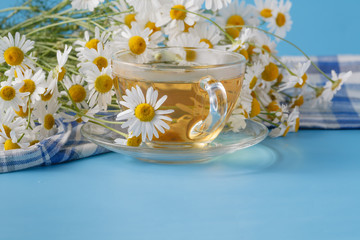 chamomile tea in a glass cup