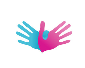 Fototapeta na wymiar Modern Charity Organization Logo - Solid Dove Togetherness Rescue Association