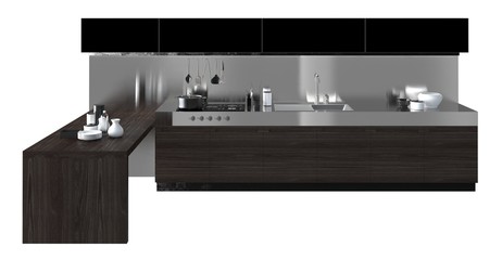 Kitchen Furniture Isolated On White 3D Illustration