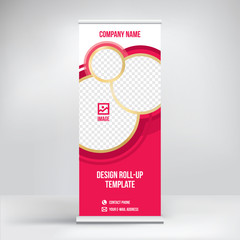 The roll-up banner design, template, abstract red background
  