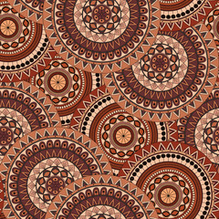 Hand drawn mandala ethnic seamless pattern.