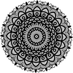 Vector Beautiful Deco Monochrome Contour Mandala