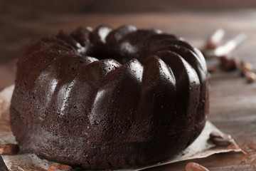 Chocolate muffin cake, on the table