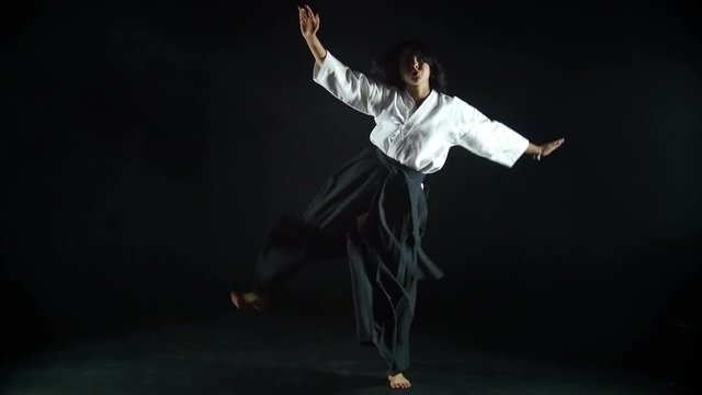 Master of Sports of practicing Aikido