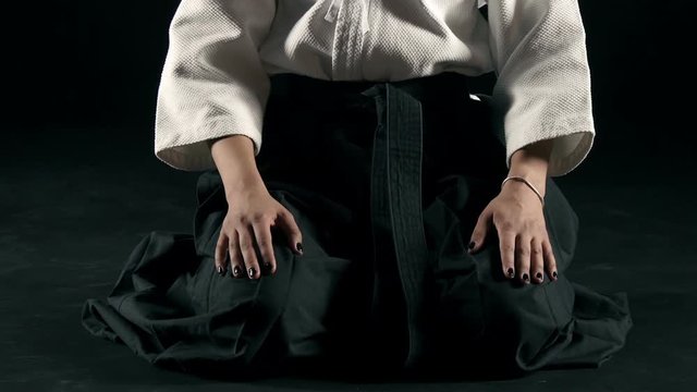  serious aikidoist meditates