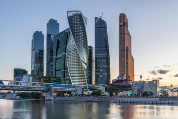Obraz na płótnie Canvas Moscow International Business Center on a sunset.