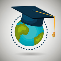 planet and cap isolated icon design, vector illustration  graphic 