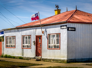 Timber colorful house in the countryside of Chile