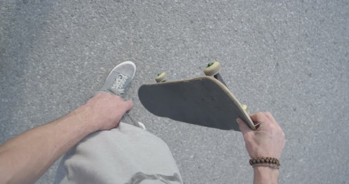 SLOW MOTION FPV: Skater picking up the skateboard