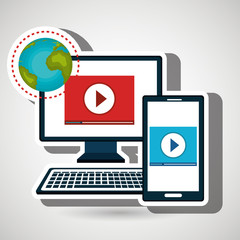 smartphone and computer isolated icon design, vector illustration  graphic 